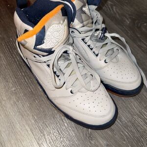 Jordan Men's White and Navy Sneakers with Orange Accents